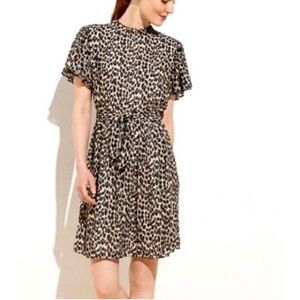 LOFT Leopard Print Tie Dress